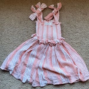 Jessica Simpson Peachy Pink and White Stripe Smock Beach Dress